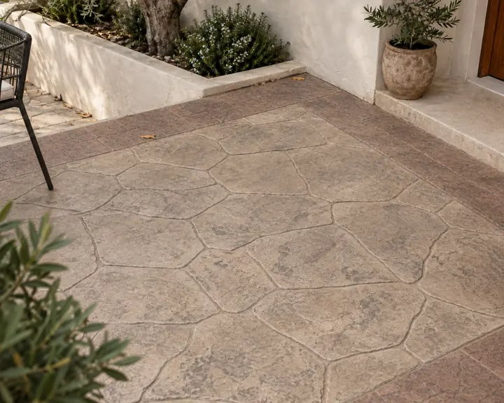 Acabado colores y combinaciones para exterior en pavimento exterior de hormigón impreso