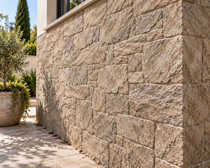 Hormigón impreso vertical con acabado decorativo imitación piedra